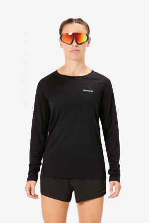 NNormal merino long sleeve t-shirt Mustat | LHWTDNA-86