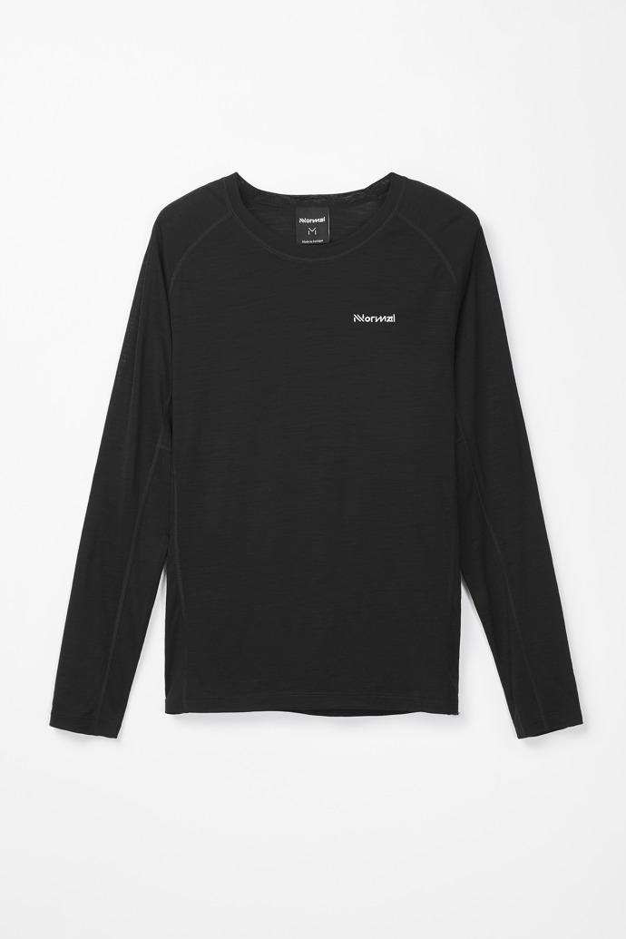 NNormal merino long sleeve t-shirt Mustat | LHWTDNA-86