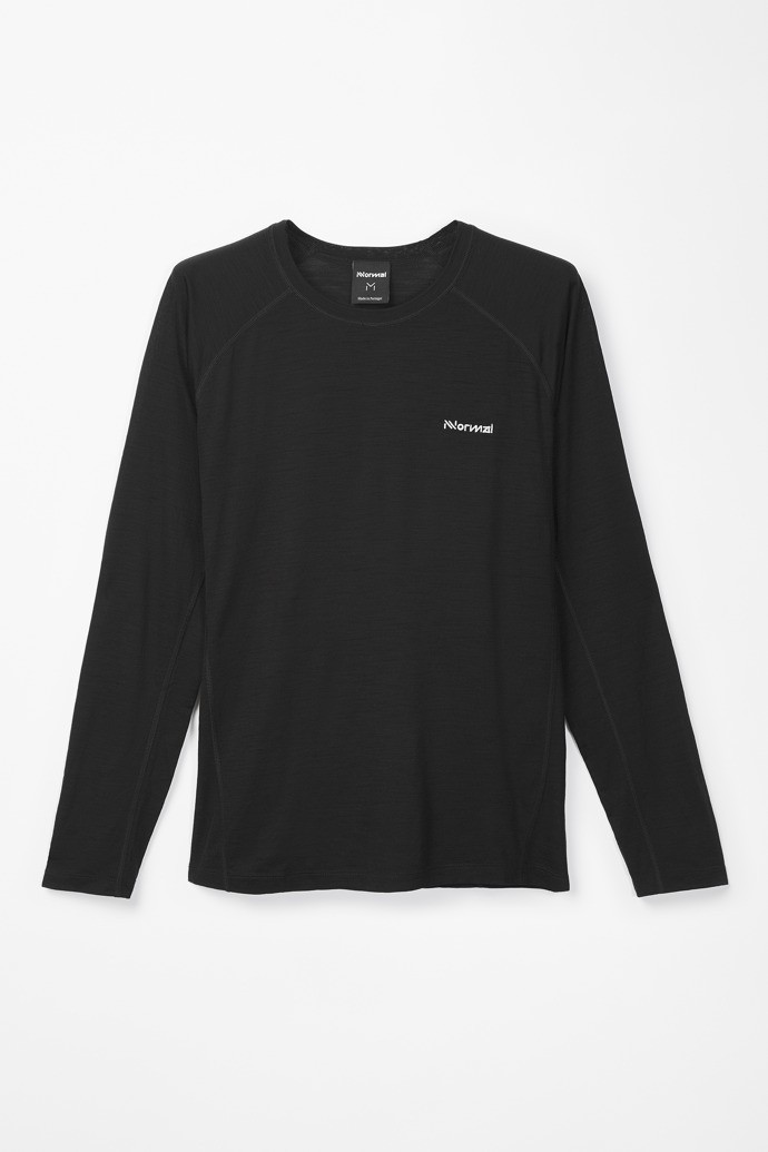 NNormal merino long sleeve t-shirt Mustat | HQEFKSI-51